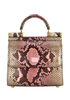 Snake Print Sicily Top Handle, &pound;595, Handbags, Black/Pink/White, Leather, Back view